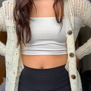 Cream Cardigan Sweater with Buttons